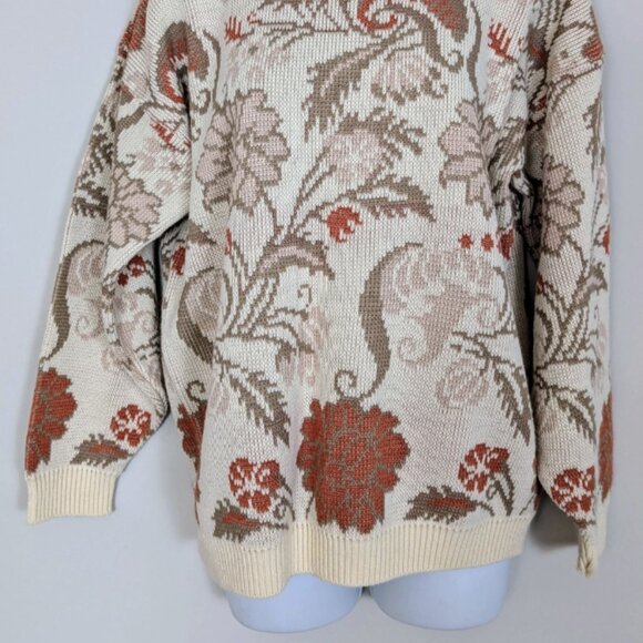 Vintage 1980s Carriage Court 100% Acrylic Granny Sweater Scalloped Collar USA - Picture 2 of 10